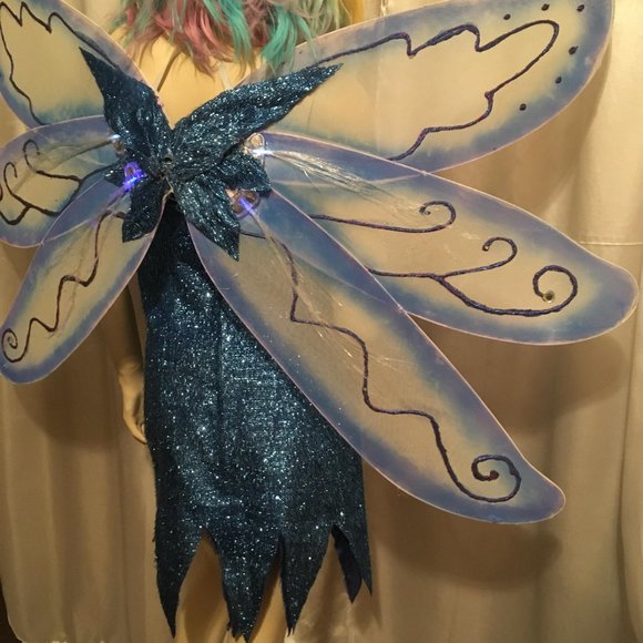 GORGEOUS vintage giant light up wings and sparkle pixie dress set! - Picture 5 of 14
